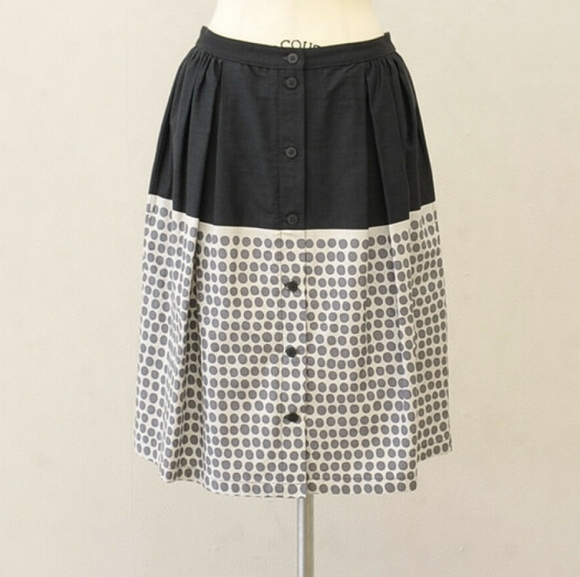 MARIMEKKO Poni Polka Dot Spot Print A-Line Cotton High Waisted Skirt - Picture 4 of 15